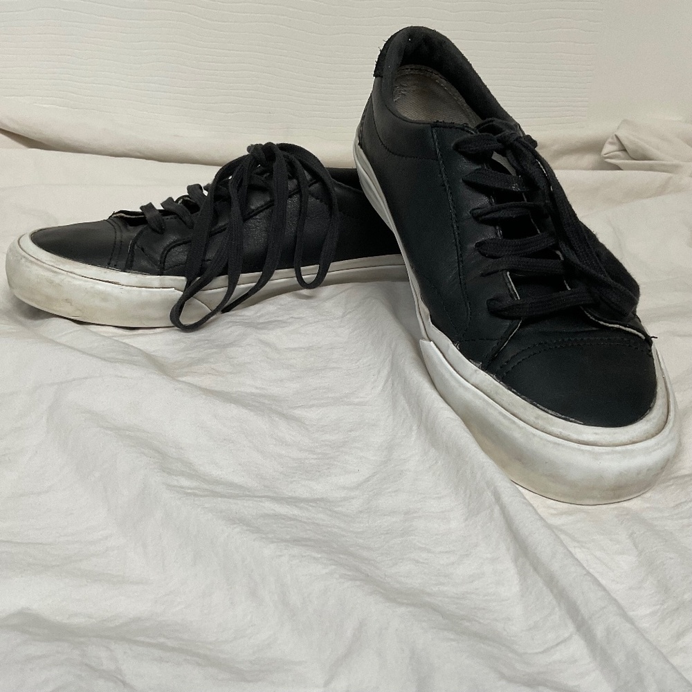 Black Leather Vans Women’s size 7
